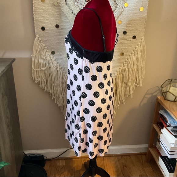 Studio Donatella Polka Dot Lace Nightgown Pink Black Size L - Picture 8 of 9